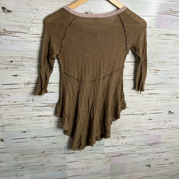 Intimately free people brown pink distressed too blouse size xs - Picture 6 of 11